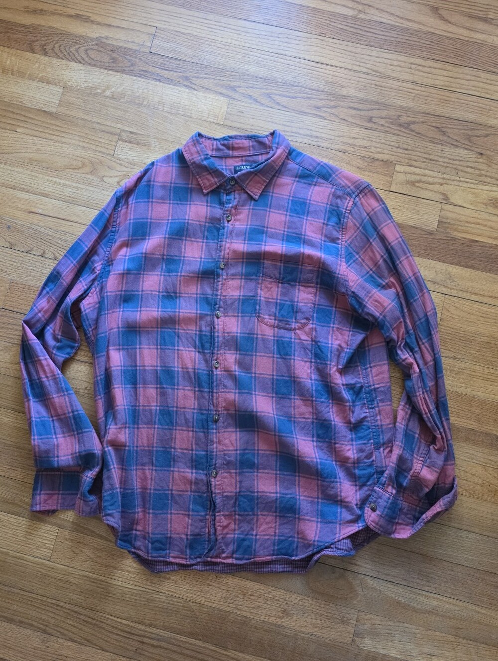 J. Crew Double Weave Plaid Button-Down Shirt - Pink and Blue